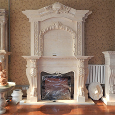 cream color living room fireplace mantel 2 layers